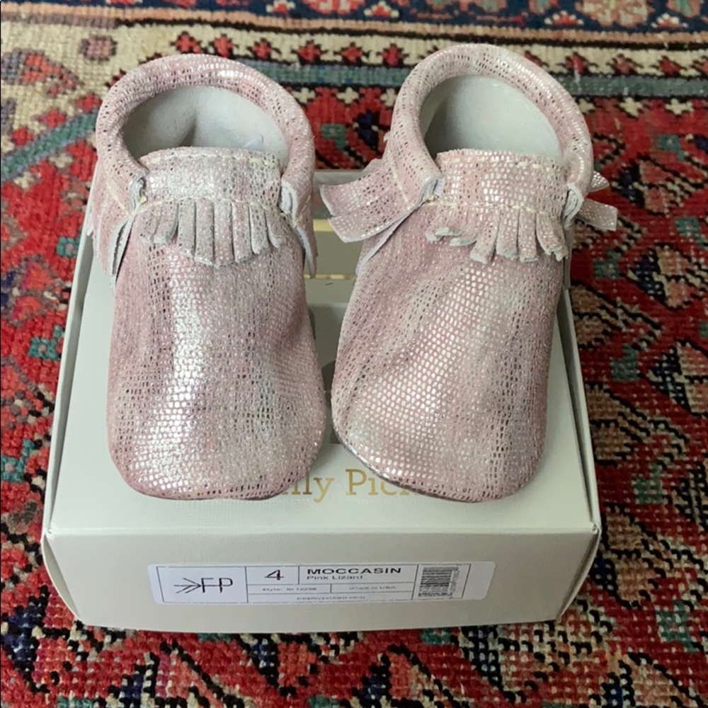 Freshly Picked Pink Lizard Moccasin size 4 Infant